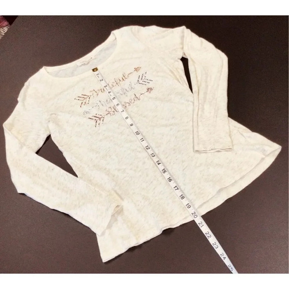 Indigo Soul Womens Ivory Thankful Grateful Blessed Graphic T-Shirt Small - Picture 6 of 11